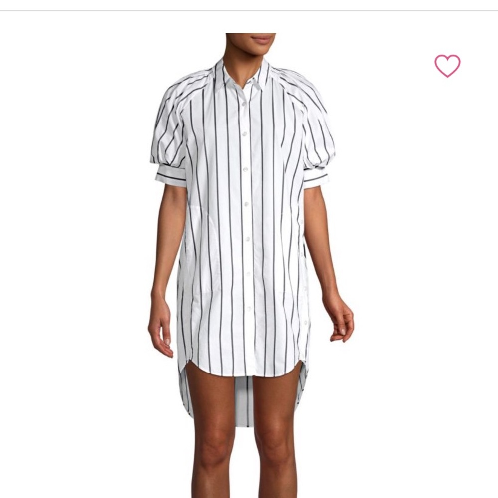 Shirt dress with puffed sleeves